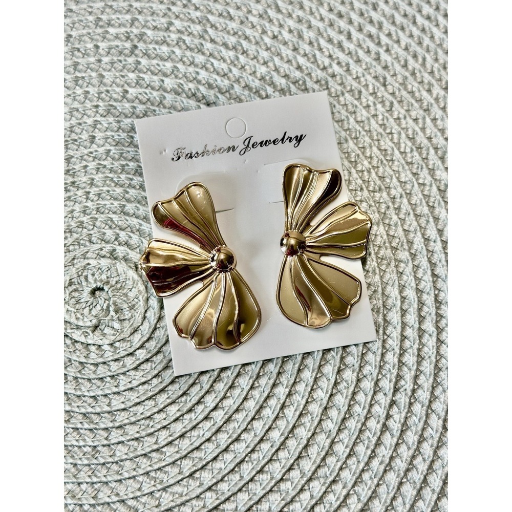 Gold Abstract Floral Statement Earrings